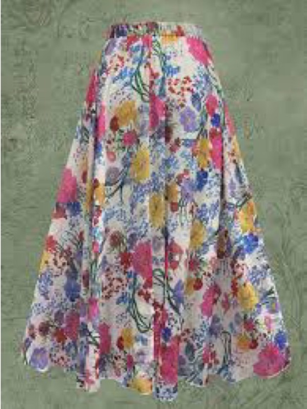 Floral A-Line Maxi Skirt in Pink, Yellow & Blue
